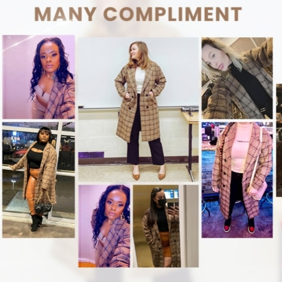 The Elnora Coat! Women's Double Breasted Long Plaid Wool Coat Lined NWT - Picture 6 of 6